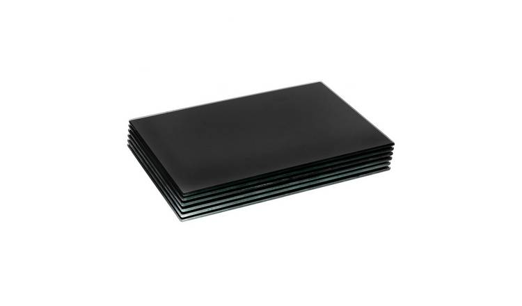 Harbour Housewares Black Glass Placemats - Set of 6 - 30 x 20cm