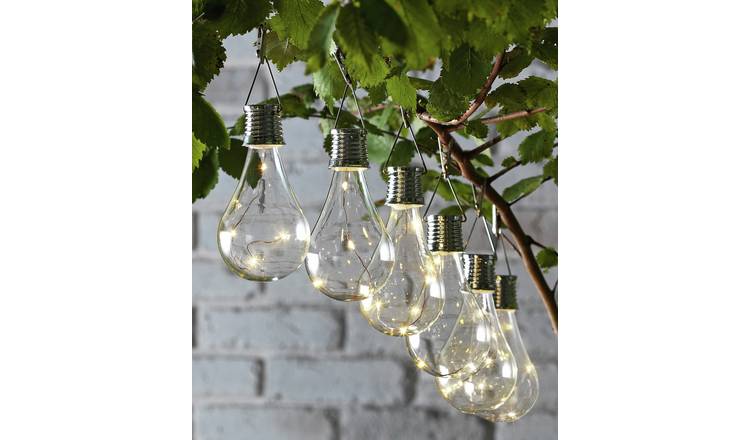 Buy Garden by Sainsbury's Set of 6 Solar Lightbulb Lanterns | Solar ...