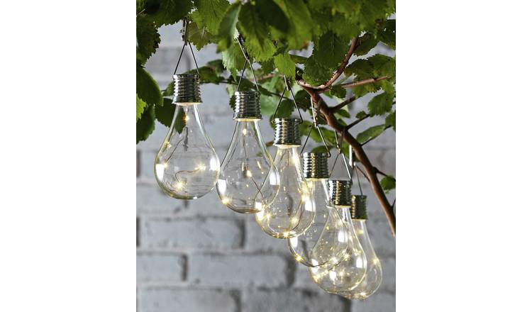 Garden by Sainsbury's Set of 6 Solar Lightbulb Lanterns