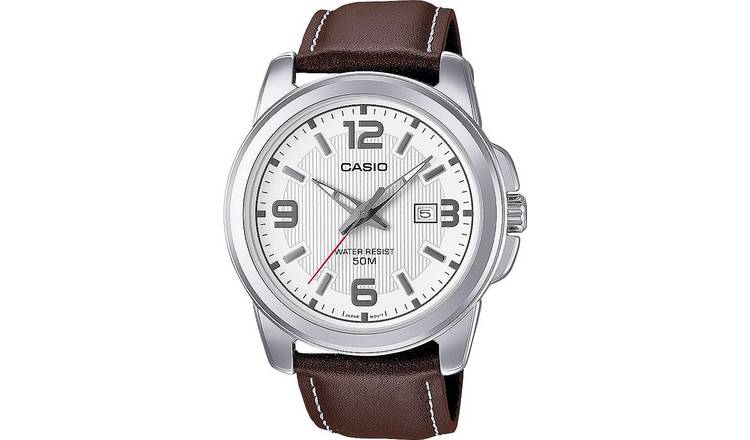 Casio leather hot sale strap watches