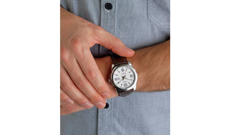 Casio Brown Genuine Leather Strap Watch