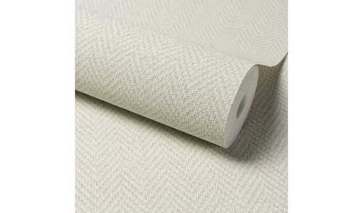 Grandeco Antiga Herringbone Chevron Weave Textured Wallpaper - Neutral