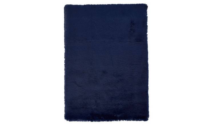Mega Flooring Blue Shaggy Plain Rug - 120 x 170cm