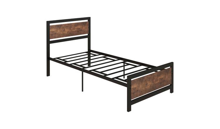 HOMCOM Metal Single Bed Frame with Headboard and Footboard - Black