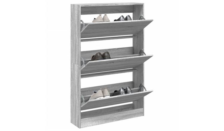 Walplus Engineered Wood Shoe Cabinet - Grey Sonoma - 80 x 21 x 125.5 cm