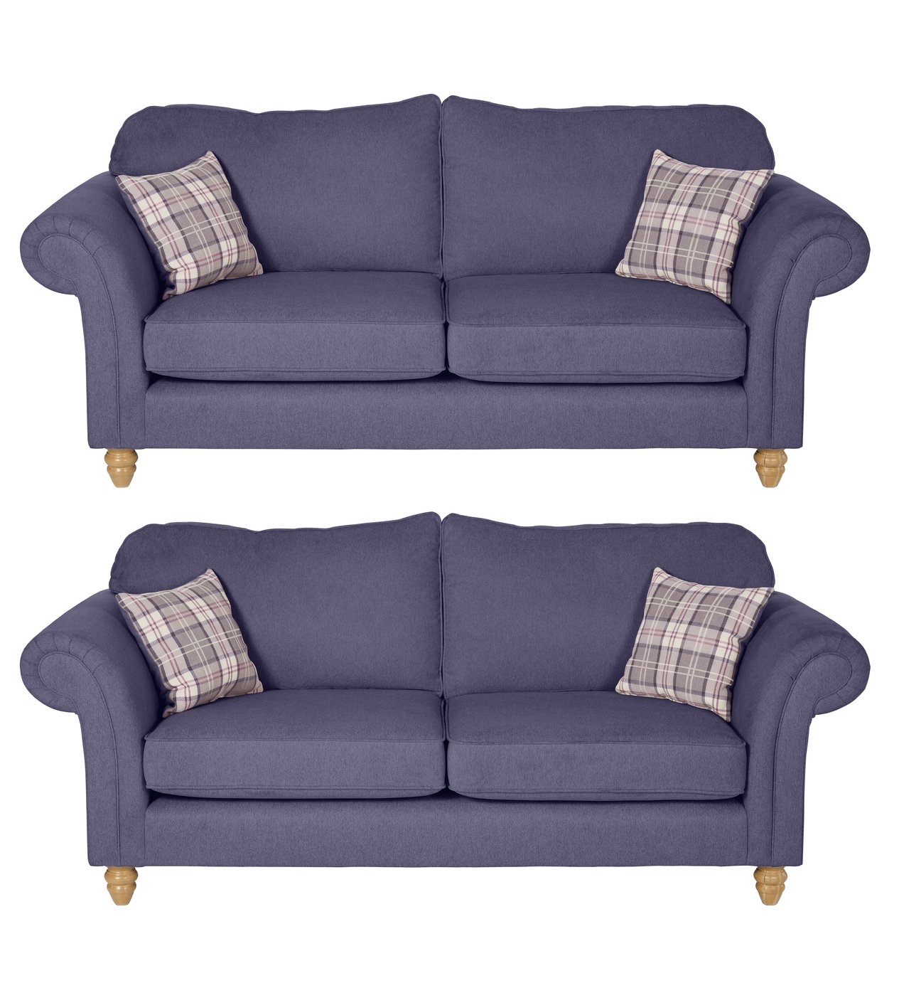 Argos Home Windsor Pair of 3 Fabric Seater Sofas - Lilac