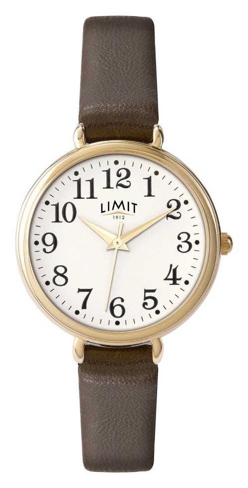 Limit Ladies' Round Oversized Brown Strap Watch