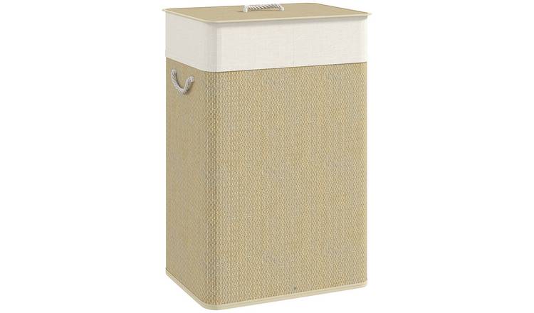 HOMCOM Bamboo Laundry Basket with Lid - Natural wood finish