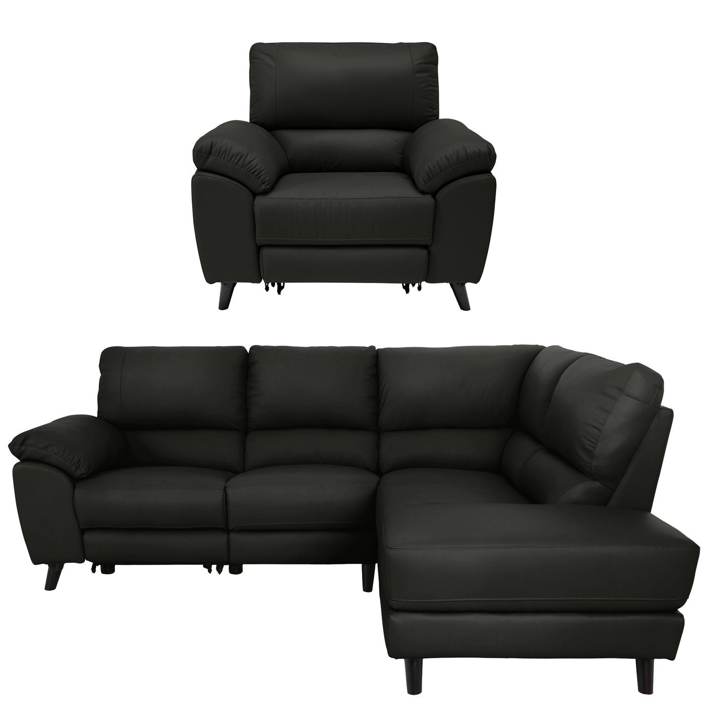 Argos Home Elliot Chair & Right Corner Recliner Sofa - Black