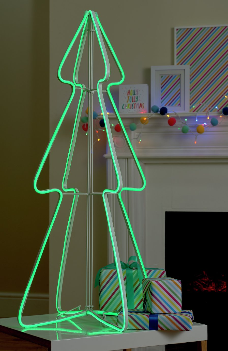 Argos Home 3ft Green Neon Light Tree