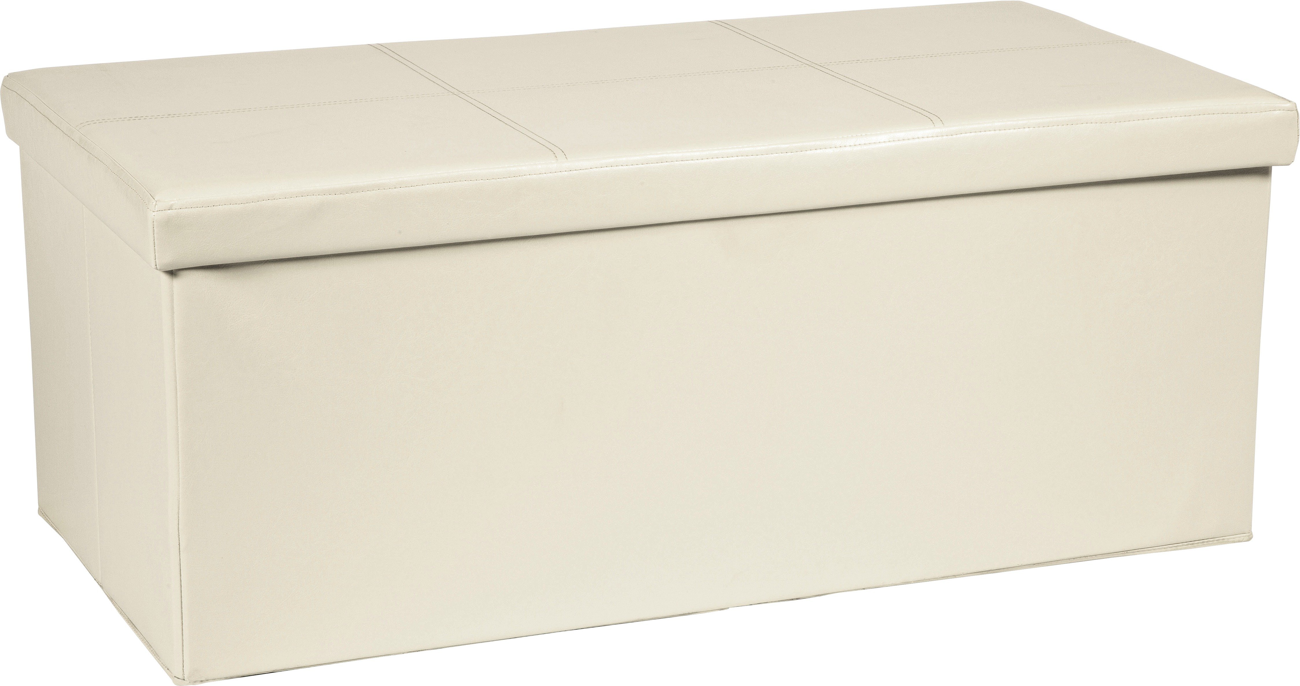 Argos Home XL Leather Effect Ottoman - Cream