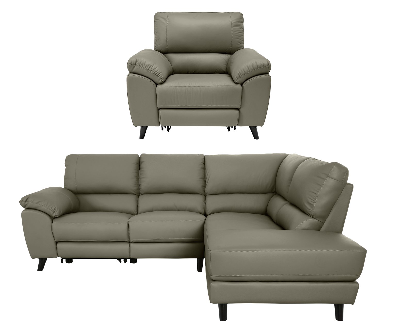 Argos Home Elliot Chair & Right Corner Recliner Sofa - Grey