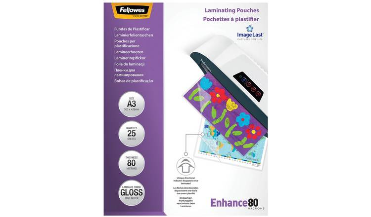 Fellowes A3 80mic Laminating Pouches - 25 Pack
