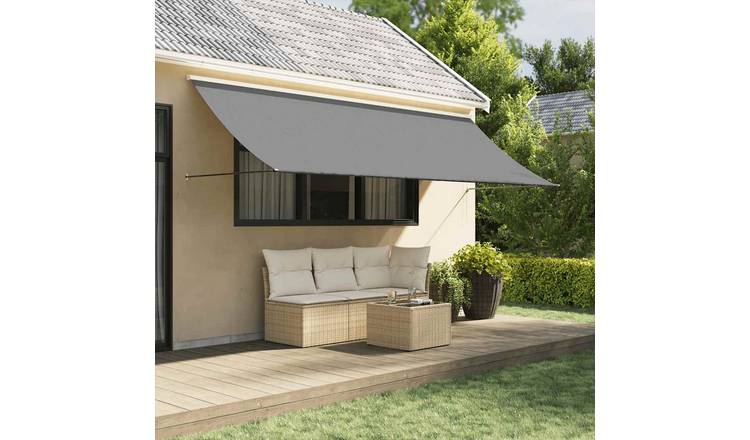 Walplus Polyester Retractable Awning - Anthracite - 350x150 cm - 350 x 150 cm