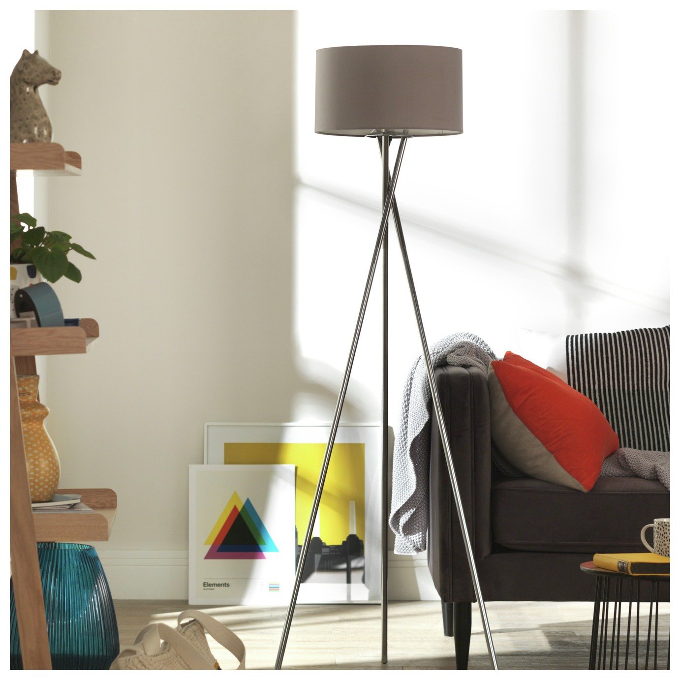 Habitat Tripod Floor Lamp - Grey and Chrome