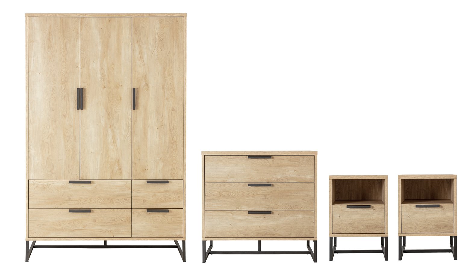 Argos Home Nomad 4 Piece 3 Door Wardrobe Set - Light Oak