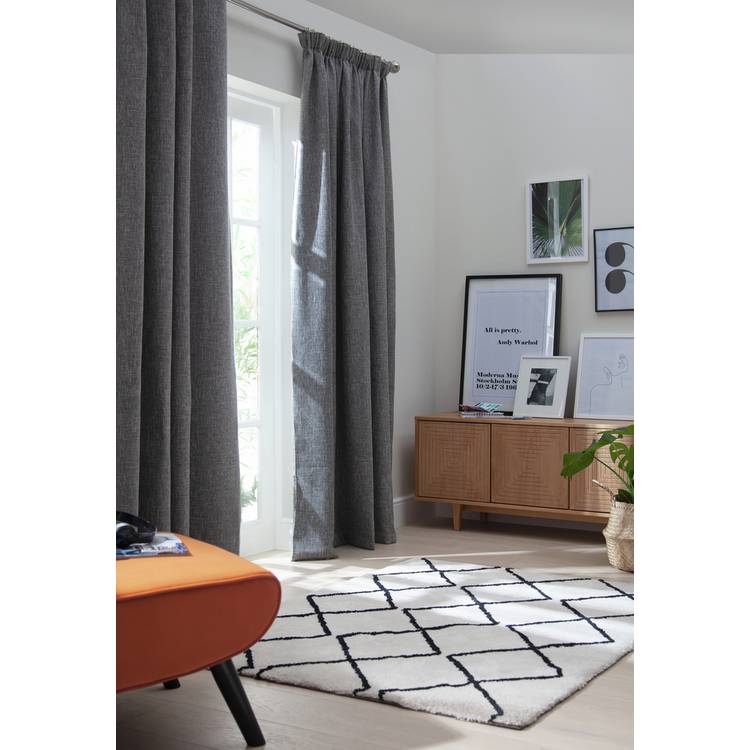 Habitat Blackout Lined Pencil Pleat Curtains - Charcoal 0