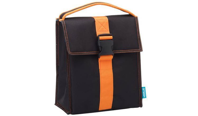 Smash Black And Orange Fold Over Lunch Bag