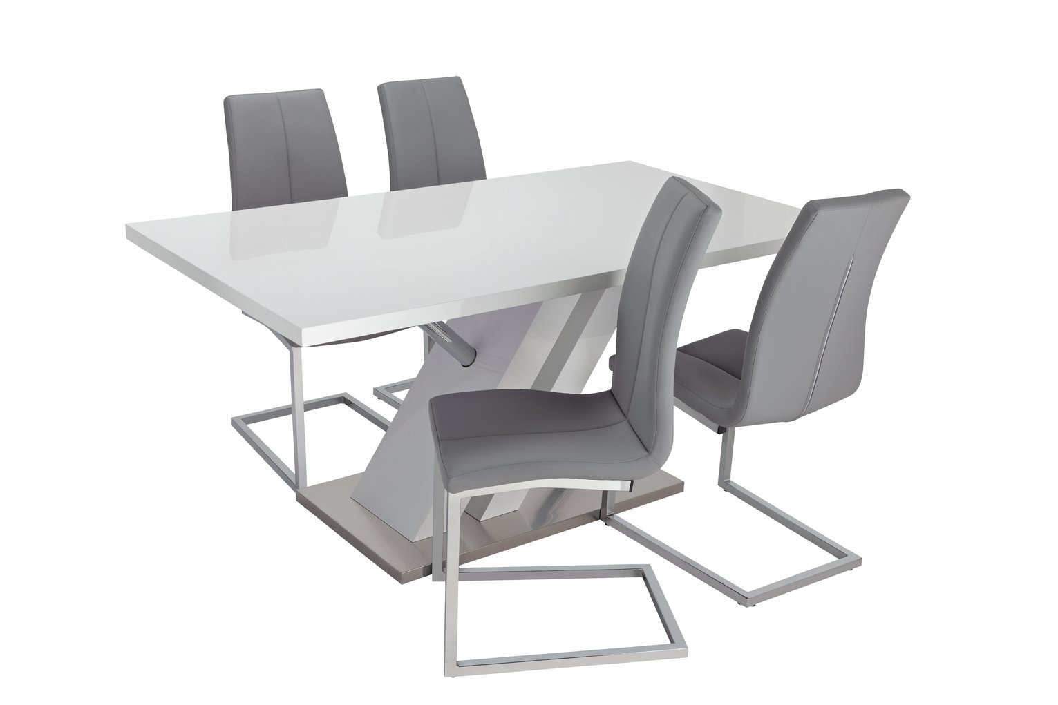 Argos Home Belvoir Gloss Dining Table & 4 Milo Chairs - Grey