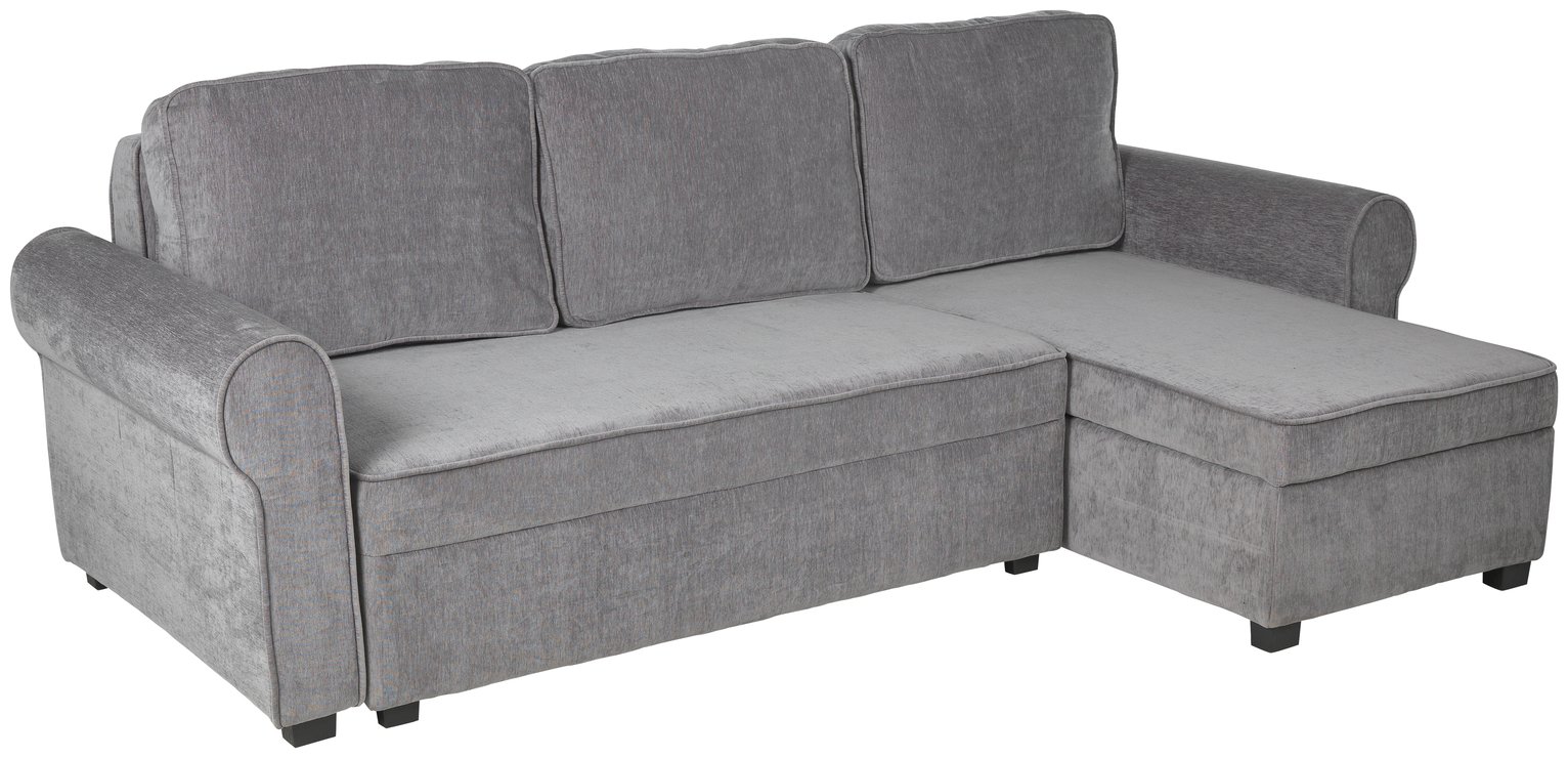 Argos Home Addie Fabric Corner Sofa Bed - Grey