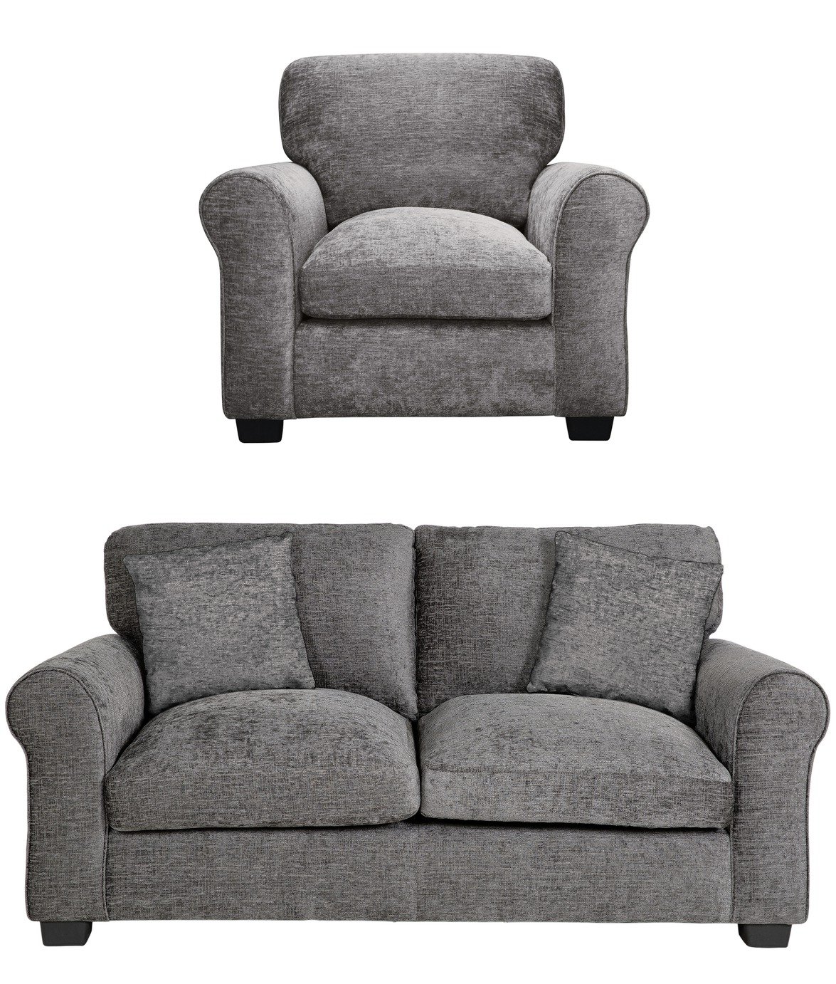 Argos Home Tammy Fabric Chair and 2 Seater Sofa - Charcoal