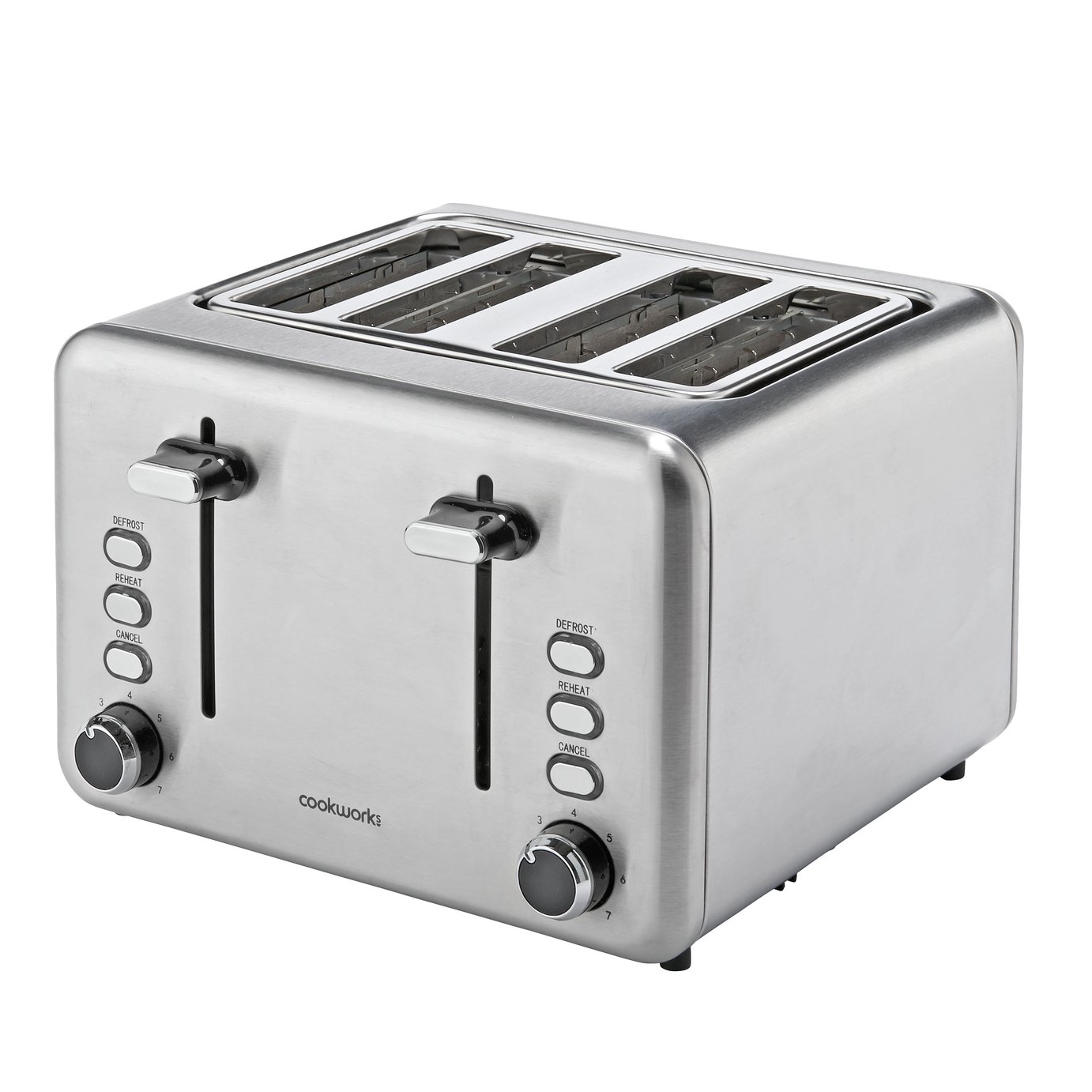 Cookworks 4 Slice Toaster - Brushed Stainless Steel