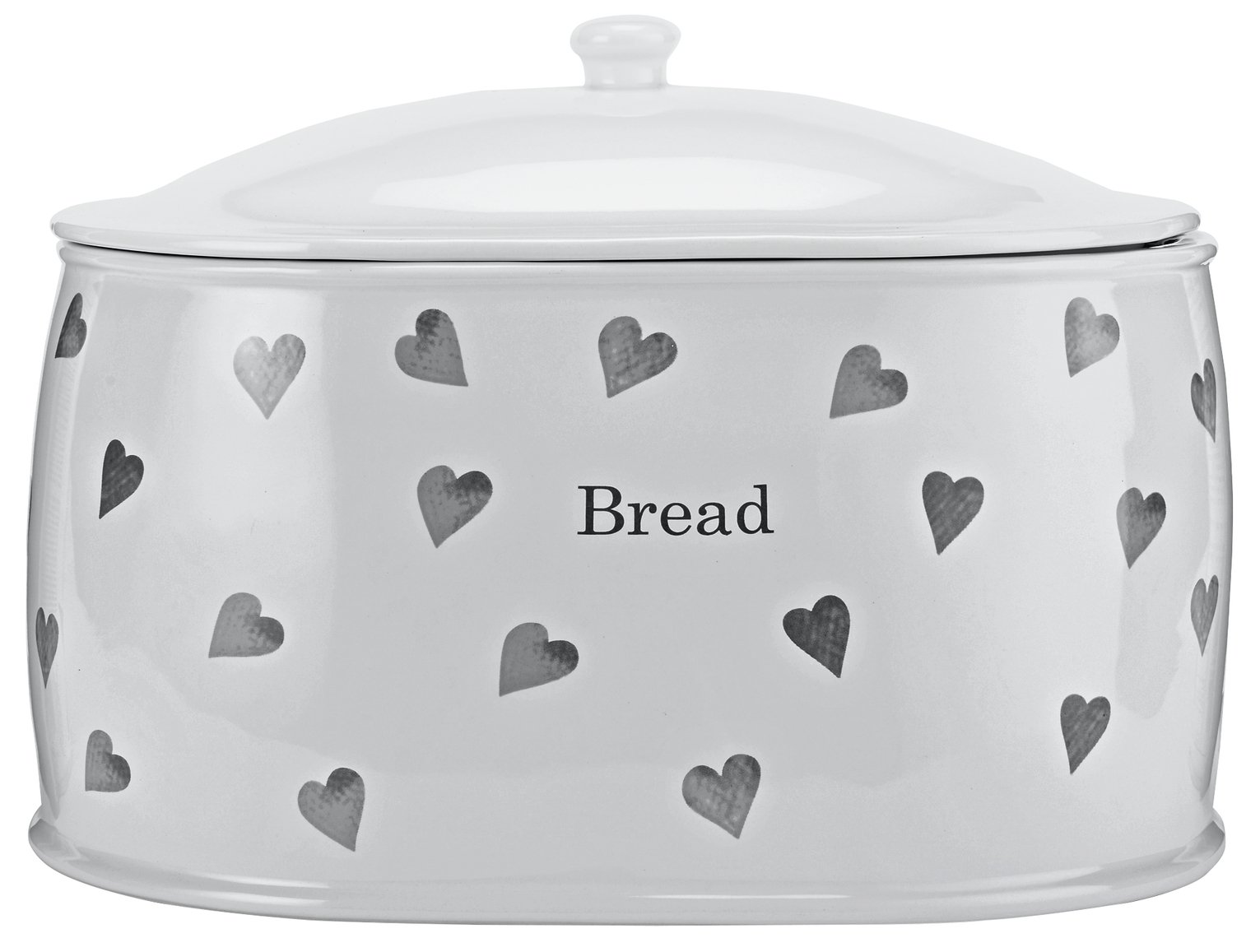 Argos Home Hearts Stoneware Bread Bin - White