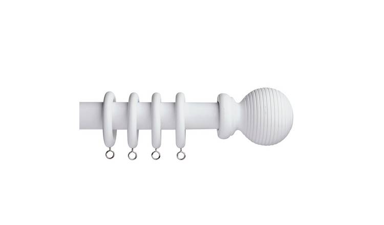 Argos Home White Wooden Fixed Curtain Pole - 120cm