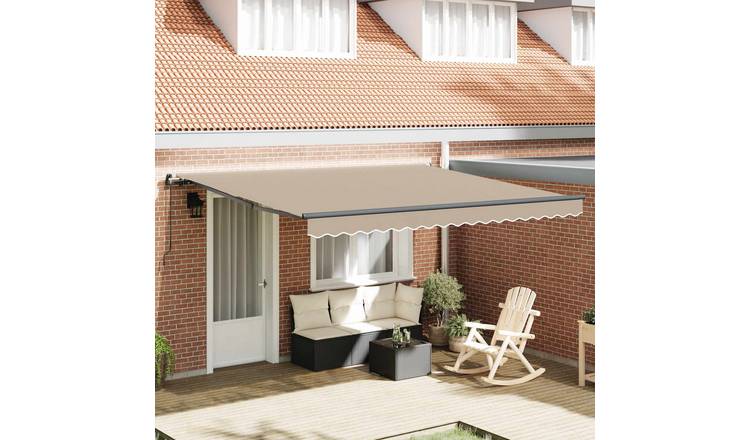 Walplus Aluminium Retractable Awning - Beige - 400 x 300 cm - Easy to Install