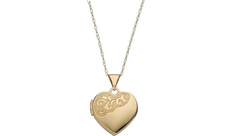 Moon & Back 9ct Gold Heart 2 Photo Locket  Pendant Necklace