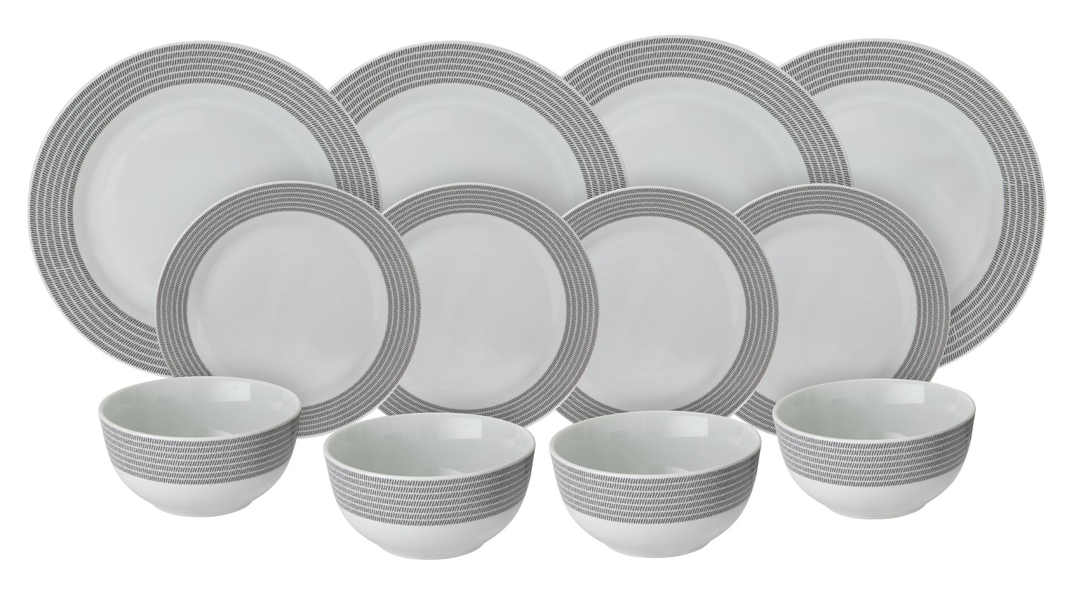 grey and white plate set