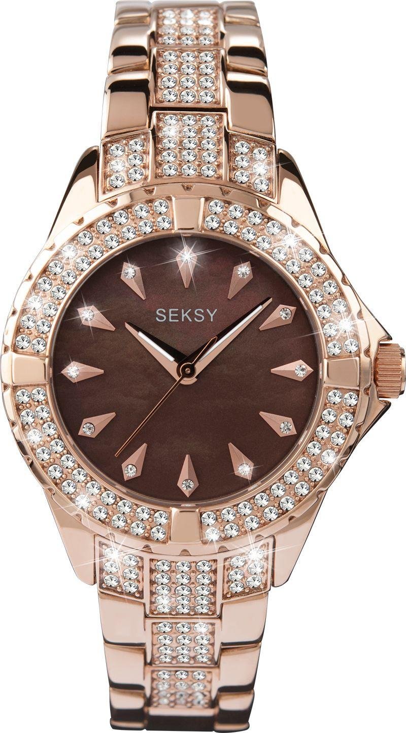 Seksy Intense Ladies Stone Set Rose Gold Plated Watch