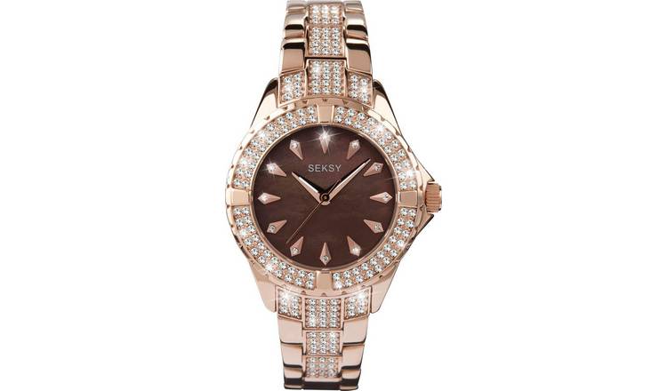 Seksy Intense Ladies Stone Set Rose Gold Plated Watch