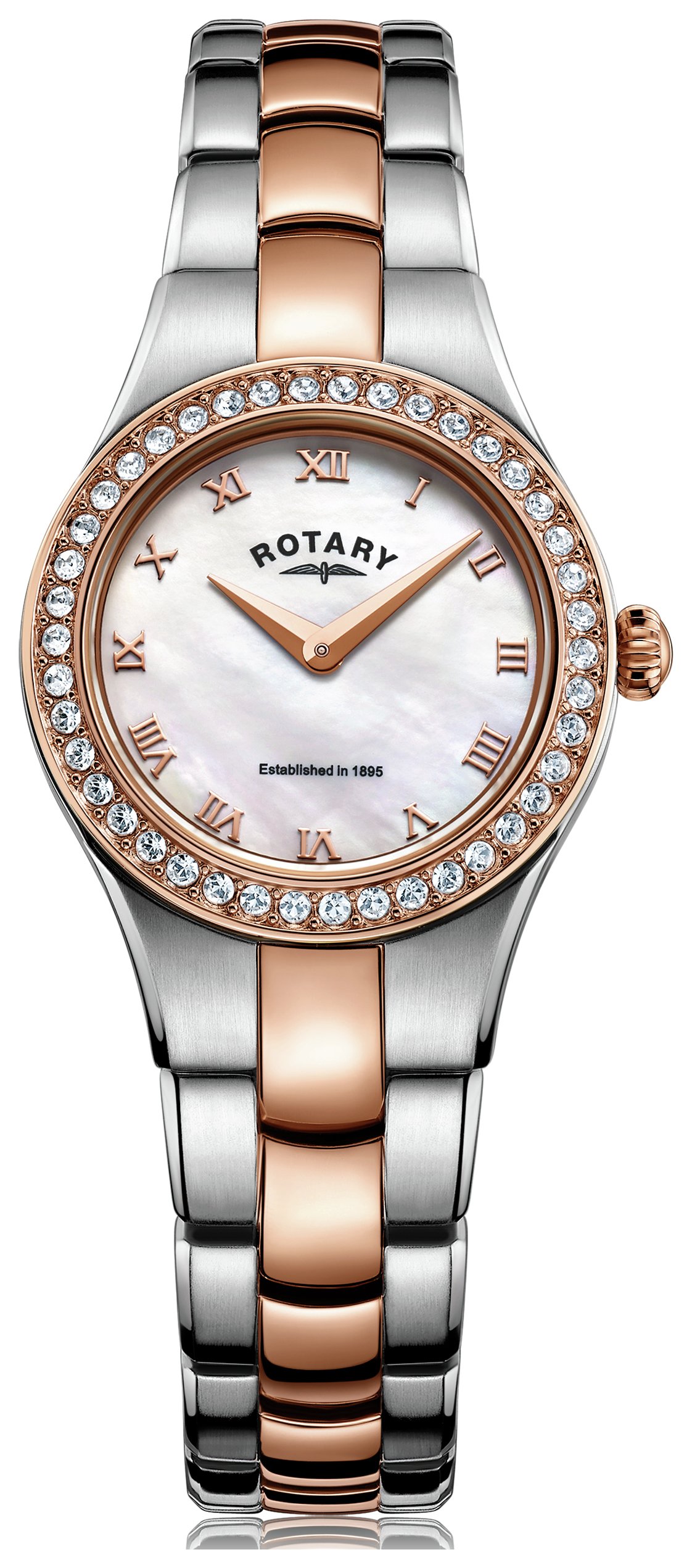 Rotary Ladies' Diamond Set Dial Black Leather Strap Watch  