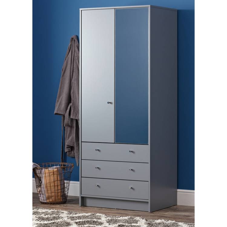 Argos Home Malibu 2 Door 3 Drawer Mirror Wardrobe - Grey 0