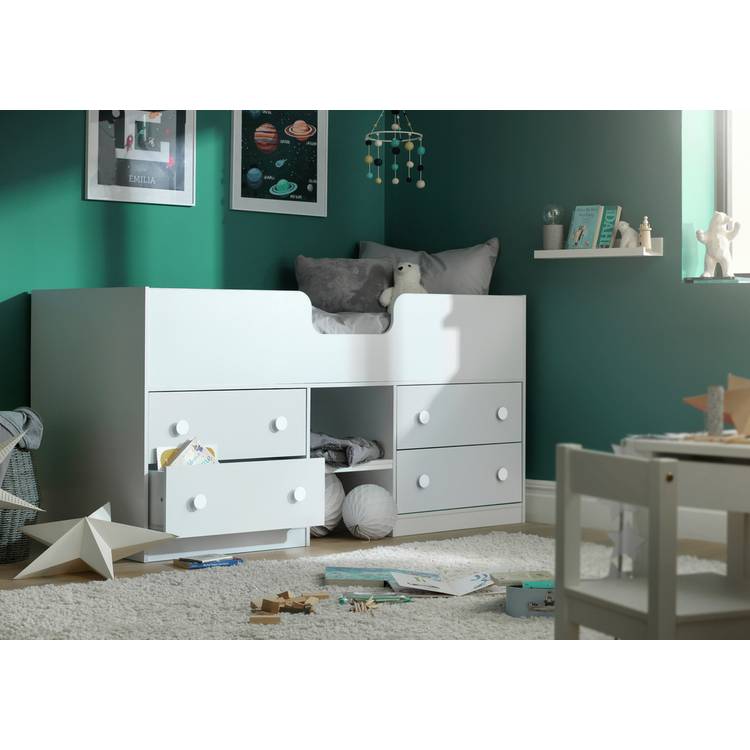 Habitat Jackson Storage Shorty Size Mid Sleeper Bed - White 0