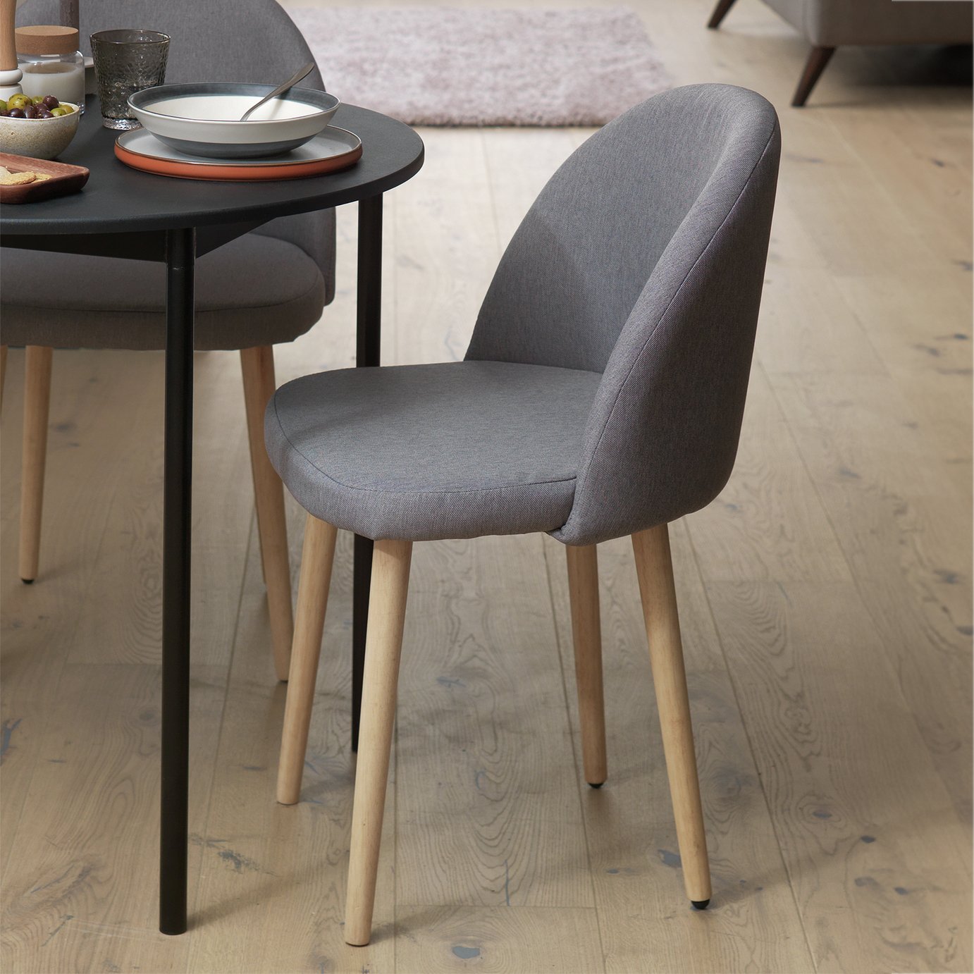 Habitat Imogen Pair of Fabric Dining Chairs - Grey