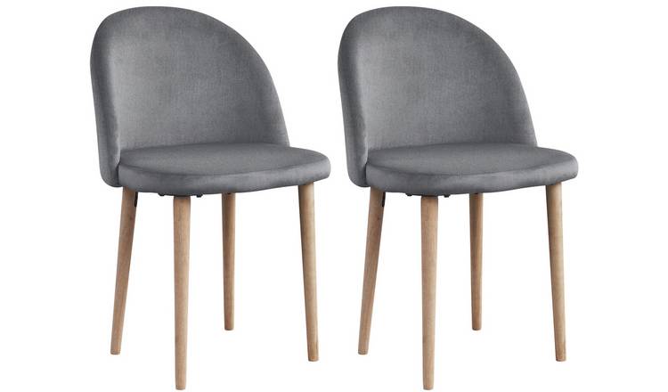 Habitat Imogen Pair of Fabric Dining Chairs - Grey