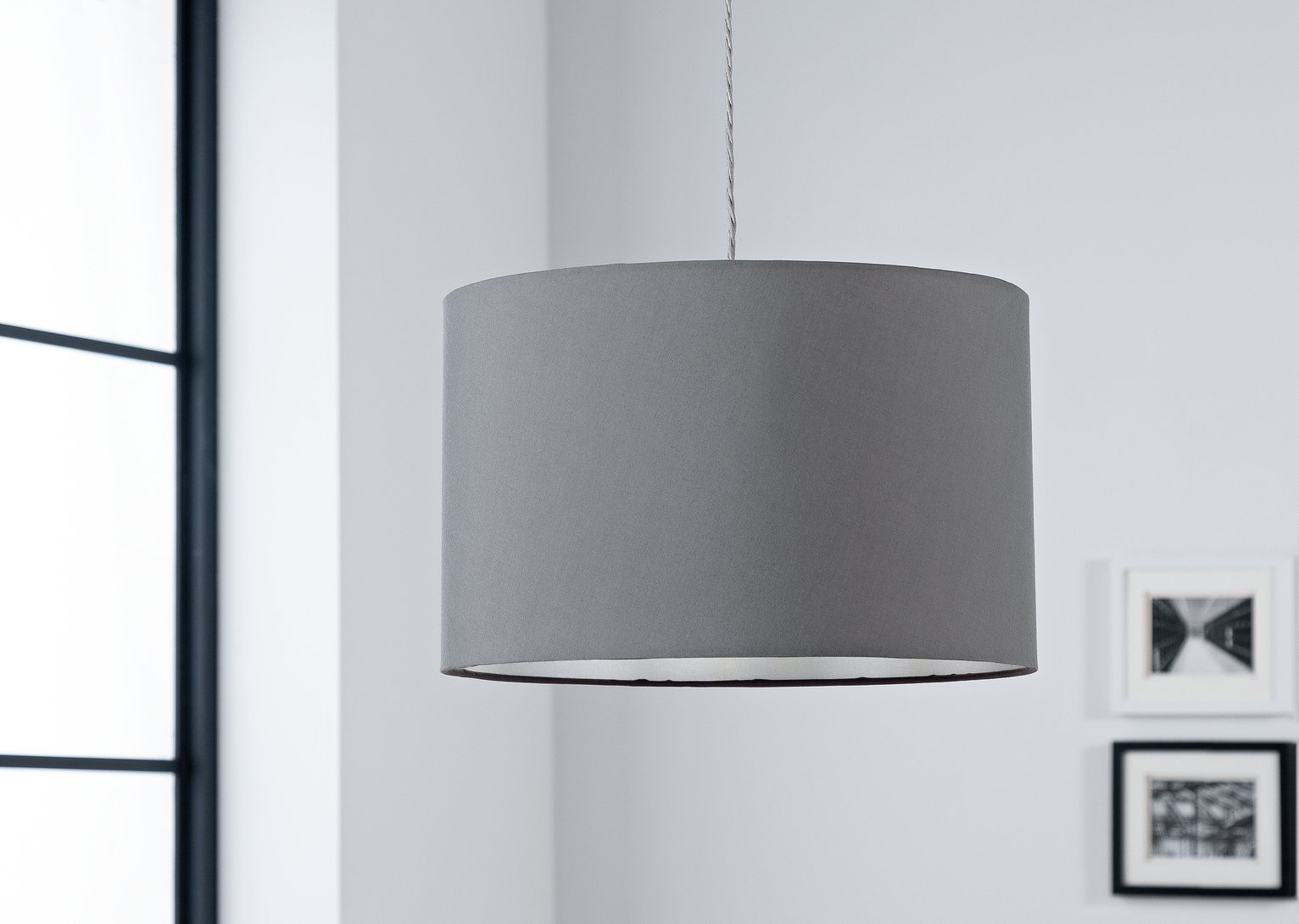 Argos Home 25x40cm Large Drum Shade - Flint Grey