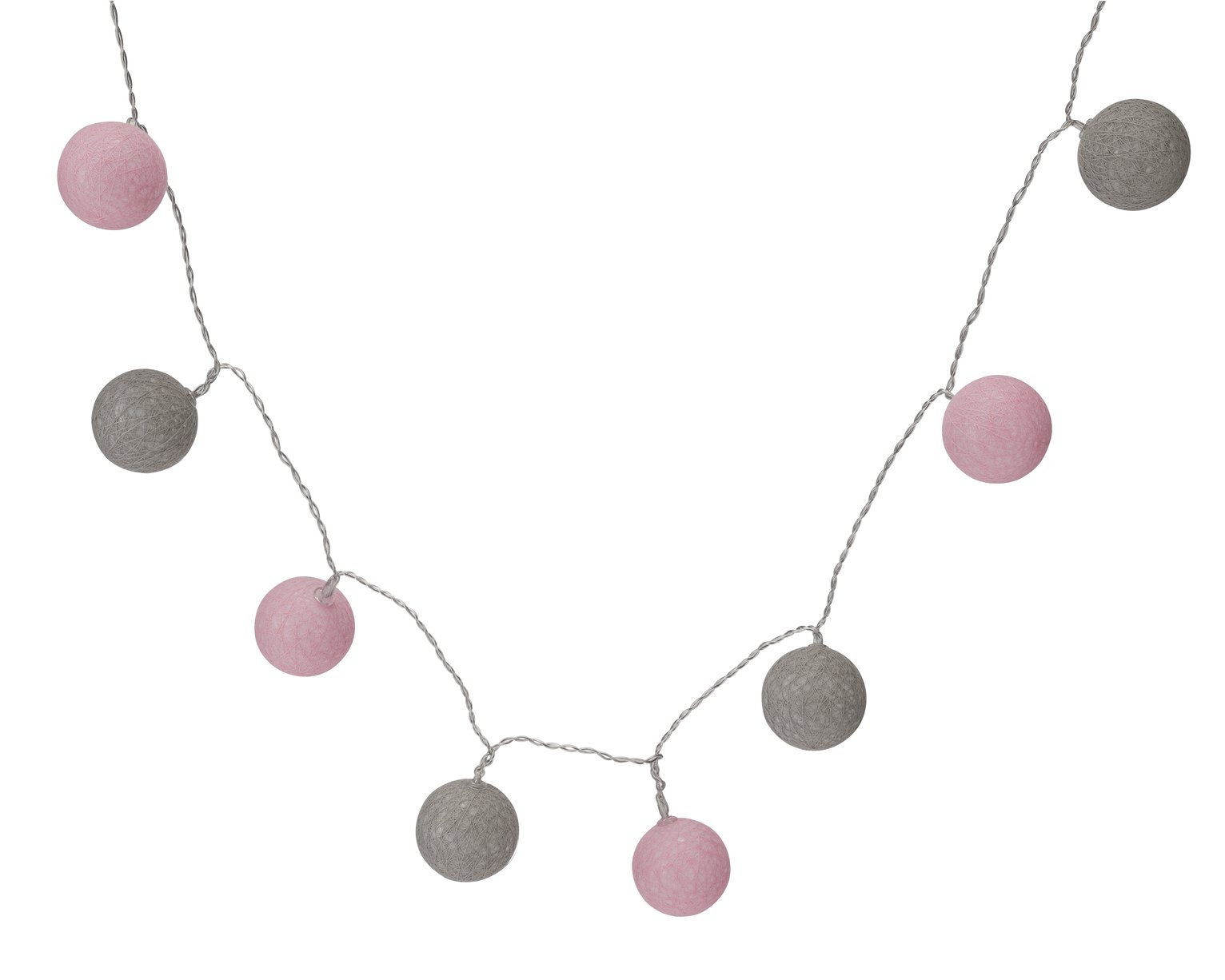 Argos Home Ball String Lights - Pink & Grey