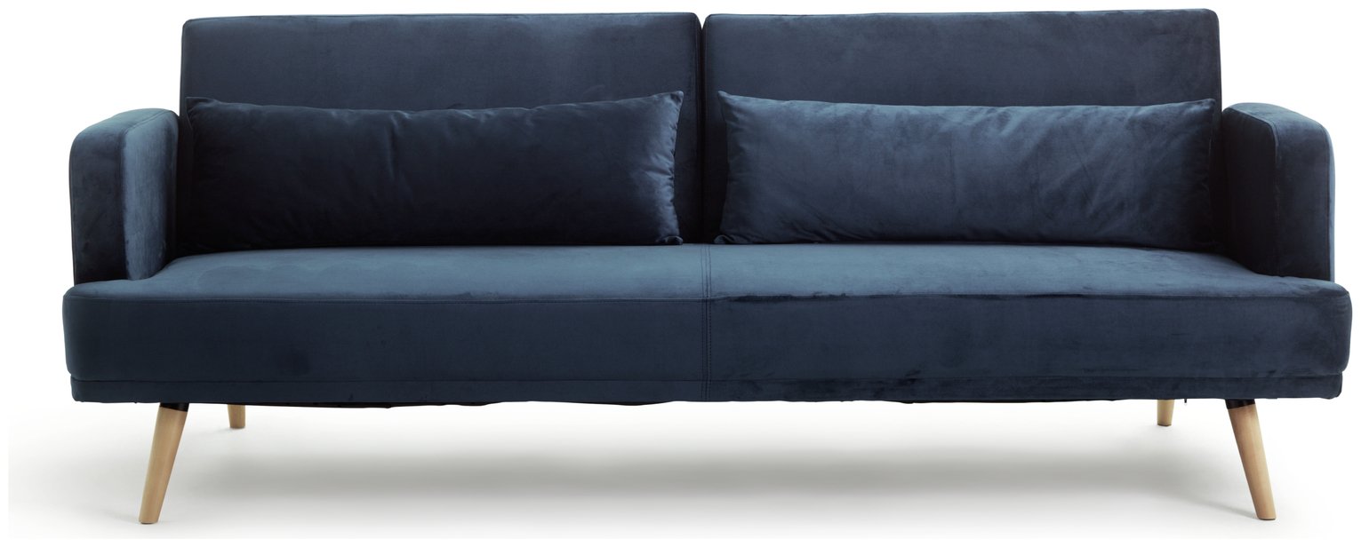 Habitat Andy 3 Seater Velvet Sofa Bed - Blue