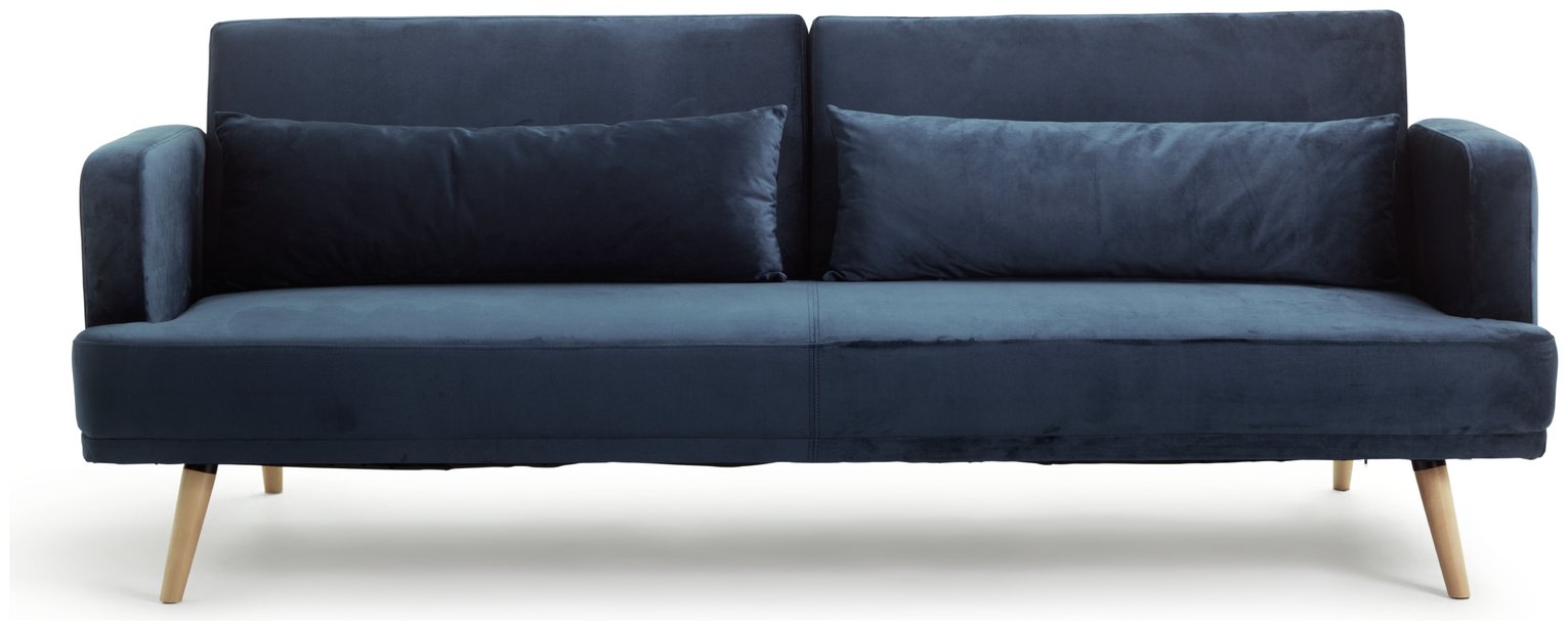 Habitat Andy Velvet 3 Seater Clic Clac Sofa Bed - Blue