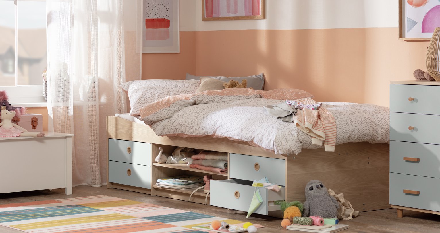 Habitat Camden Cabin Bed & Kids Mattress - Grey & Acacia