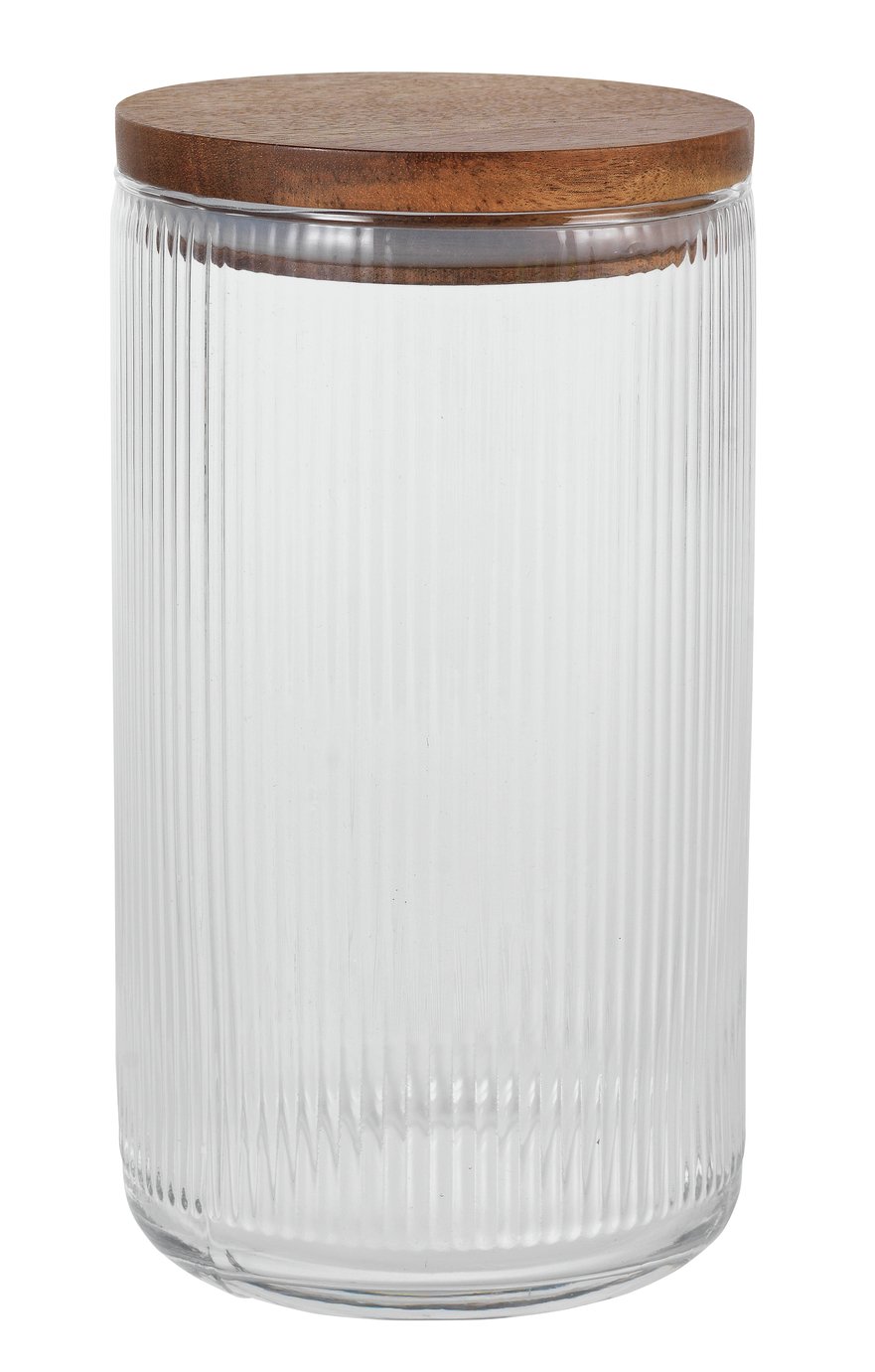 Argos Home Glass Ribbed Large Canister