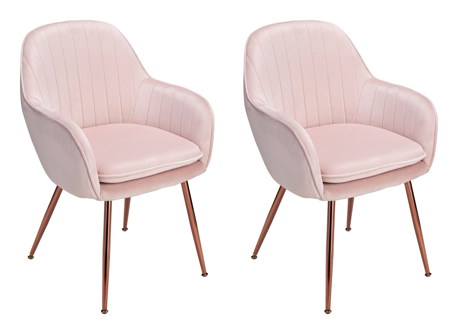 Argos Home Bella Pair of Velvet Dining Chairs - Blush