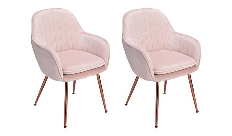 Buy Argos Home Bella Pair of Velvet Dining Chairs - Blush | Dining