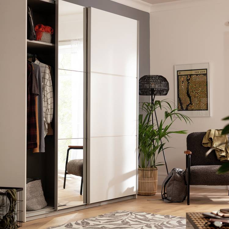 Habitat Holsted Half Mirror 180cm Sliding Wardrobe - White 0