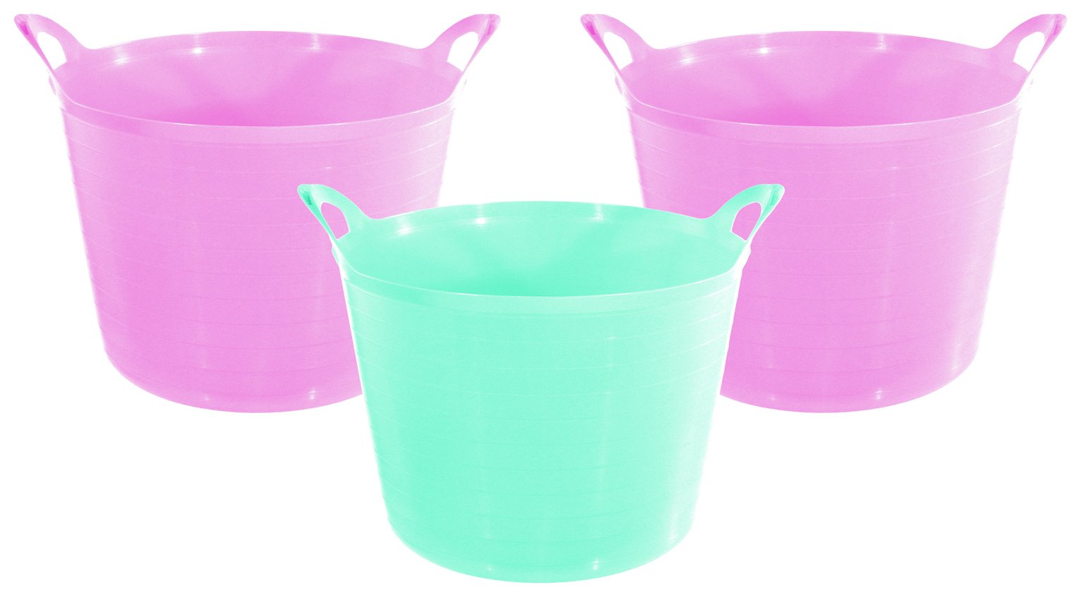 Argos Home Set of 3 27 Litre Pink Flexi Tubs