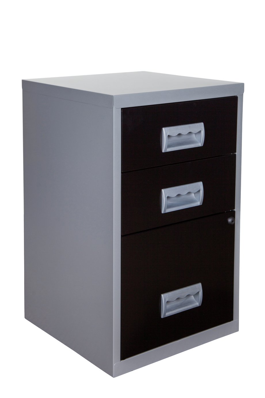 Pierre Henry A4 3 Drawer Combi Filing Cabinet -Silver/ Black