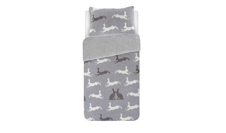 Buy Argos Home Fleece Hare Bedding Set Single Duvet Cover